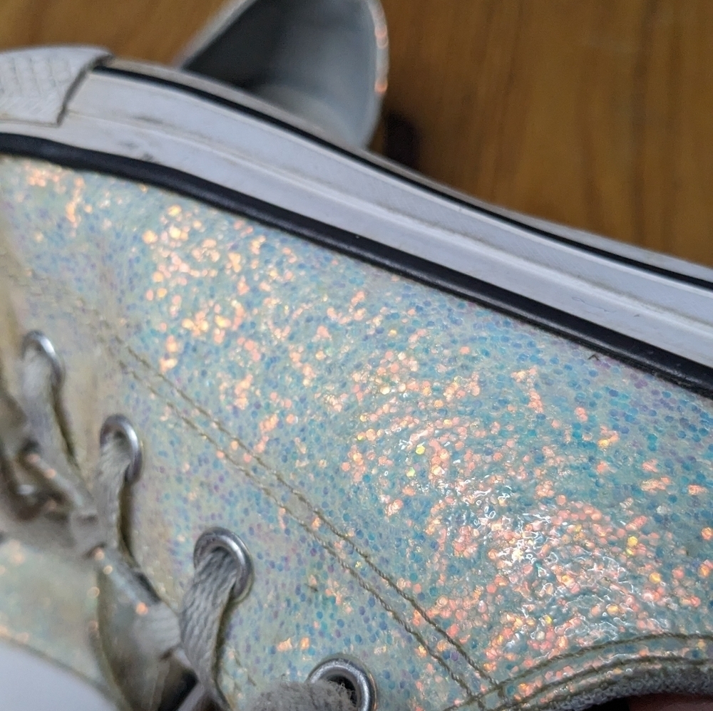 Converse Size 3 Chuck Taylor All‎ Star Iridescent Glitter Low Top Sneaker Shoes - Picture 4 of 9